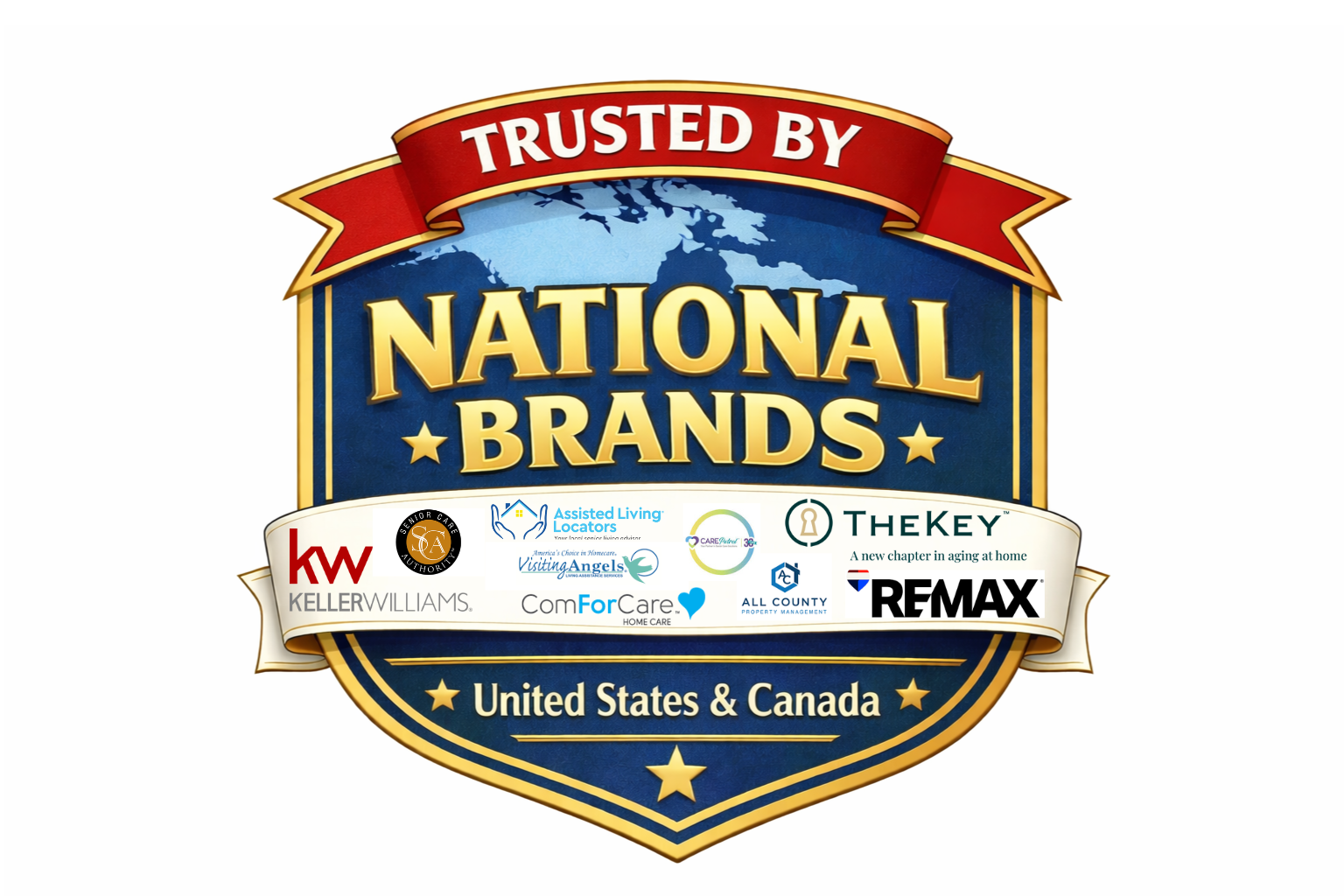 National branded badge with companies